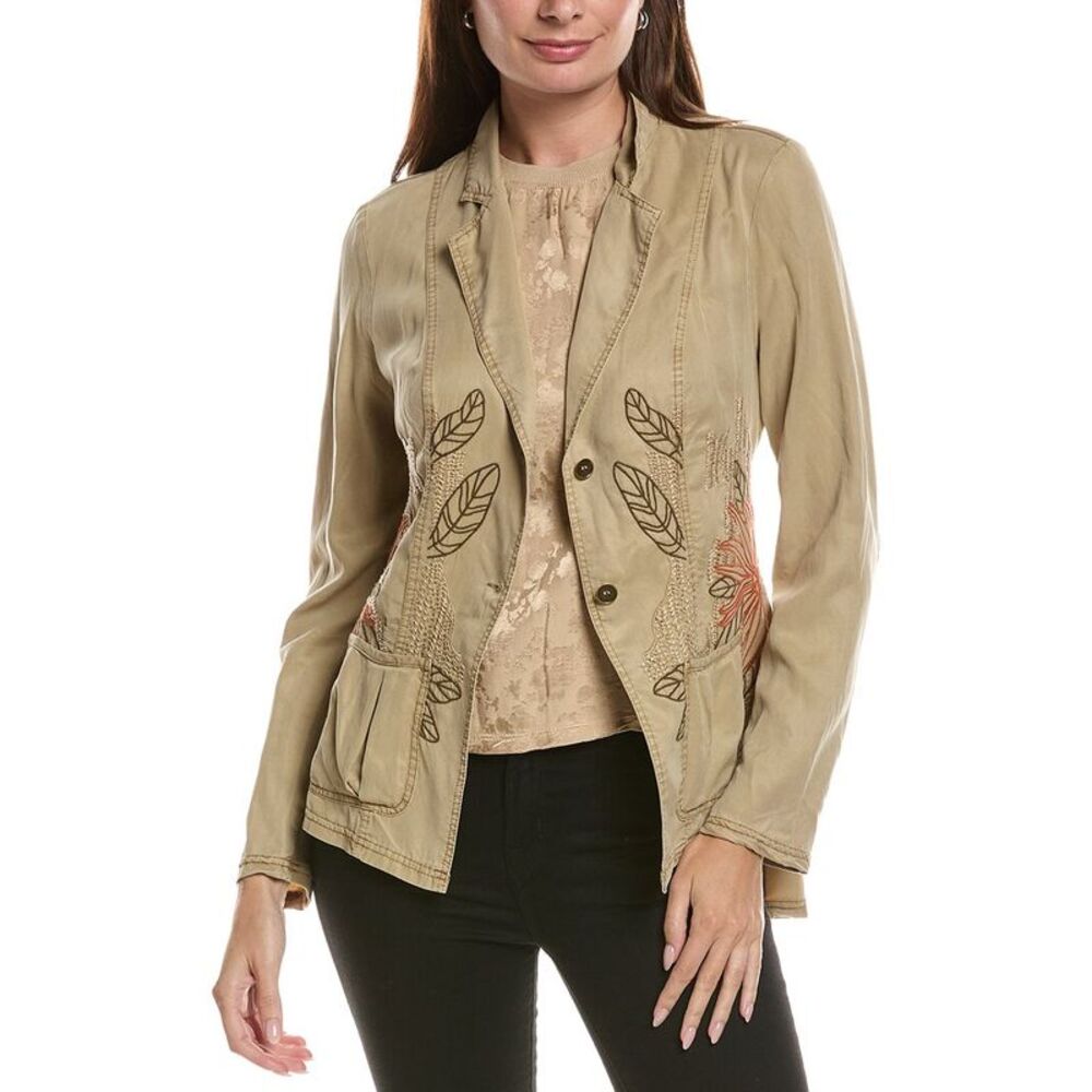 Xcvi Womens  Embroidered Danski Blazer, Green